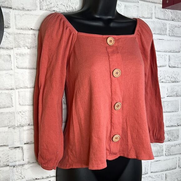 Self Esteem Button Crop Top Off Shoulder Boho Hippie Size Medium - Picture 1 of 5